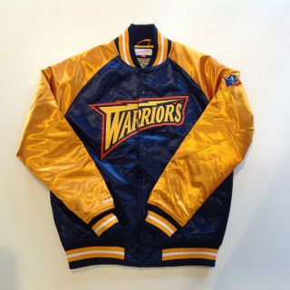 Rare Mitchell & Ness Vintage We Believe Golden State Warriors Satin Jacket Sz L