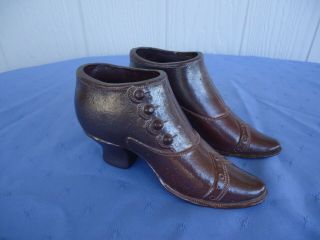 Vintage Pair Bendigo Pottery Ladies High Heel Shoes Boots Salt Glaze Vases
