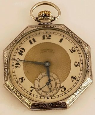 Antique 1918 Hampden Gents 14k G.  F.  Victorian Art Deco Pocket Watch 12s