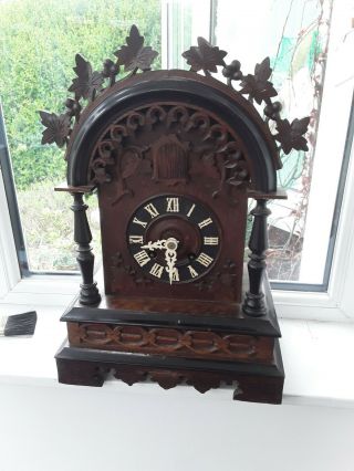 Late 19c Black Forest Shelf Cuckoo Clock Large Clock