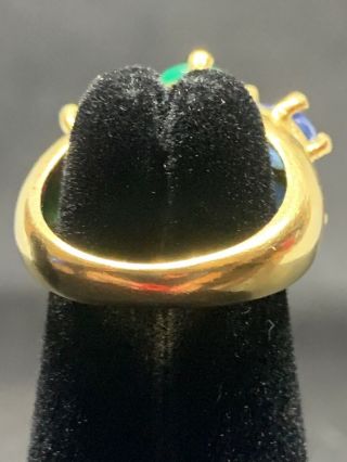 Vtg Rubies Emeralds Sapphires 18k 750 solid yellow gold Ring 10g Size 4 3