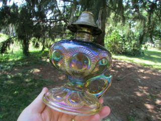Imperial ZIPPER LOOP ANTIQUE CARNIVAL ART GLASS FINGER LAMP SMOKE GORGEOUS PIECE 10