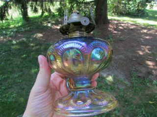 Imperial ZIPPER LOOP ANTIQUE CARNIVAL ART GLASS FINGER LAMP SMOKE GORGEOUS PIECE 2