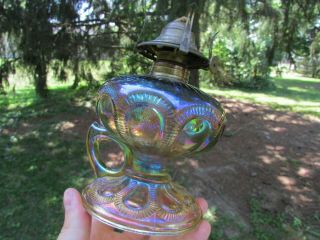 Imperial ZIPPER LOOP ANTIQUE CARNIVAL ART GLASS FINGER LAMP SMOKE GORGEOUS PIECE 6