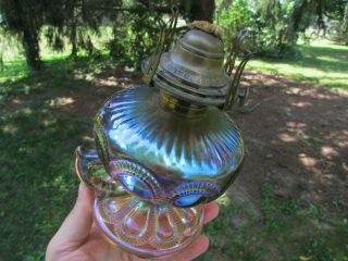Imperial ZIPPER LOOP ANTIQUE CARNIVAL ART GLASS FINGER LAMP SMOKE GORGEOUS PIECE 7
