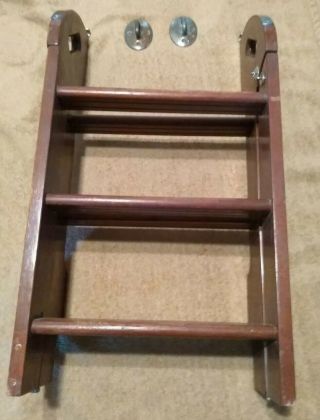 Vintage Chris Craft Mahogany Folding Boat Ladder And Mounting Hardware
