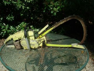 Vintage Poulan 744 Chain Saw With Bow Bar Blade Starts Older Saw