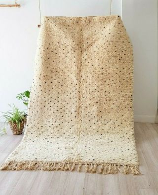 Authentic Beni Ourain Rug Handmade Moroccan Rug Vintage Wool Carpet Polka Rug