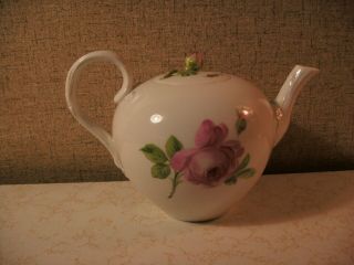 Vintage Meissen Fine Bone China Pink Rote Rose Tea Pot