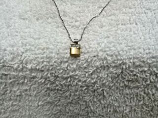 Vintage 18k Gold Pendant With 3 Small Diamonds & 14k White Gold Chain