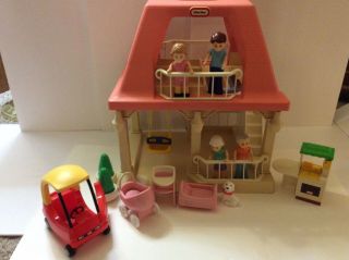 Little Tikes Grandma’s House Dollhouse And Accessories Vintage Pink Roof