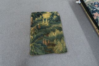 Antique Flemish Verdure Tapestry Panel Hand - Woven Wool 21 " X 30 " Handmade