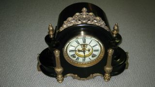 Antique Ansonia Open Escapement Metal Mantle Clock