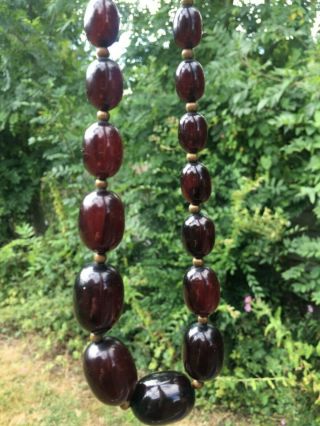 Vintage Antique Cherry Amber Bakelite Faturan 94 Gr 70 Cm Long