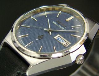 Seiko King Quartz 1976 Vintage Mens Navy Blue Watch 4823 From Japan
