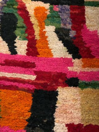 Vintage Moroccan Rug Wool Authentic Ben Ourain Carpet 4x 6 Feet,  52”x 73” 7