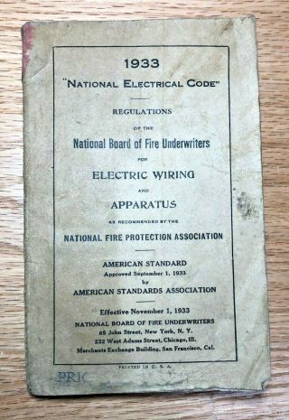 1933 National Electrical Code,  Nec,  Antique,  Old,  Vintage