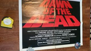 DAWN OF THE DEAD movie poster 27 x 41 Vintage cult classic HORROR 3