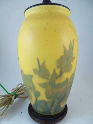 Antique Rookwood Art Pottery Hand Painted Flower Vase Table Lamp 1921 Vintage