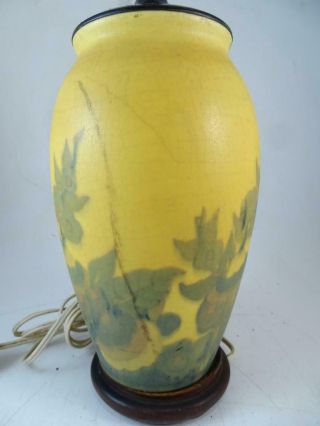 Antique Rookwood Art Pottery Hand Painted Flower Vase Table Lamp 1921 Vintage 3