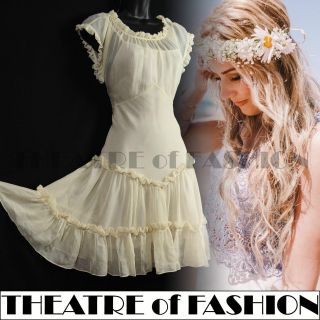 Dress Silk Wedding Vintage Kate Moss Topshop 20s 30s Flapper 70s Boho Gypsy 50s