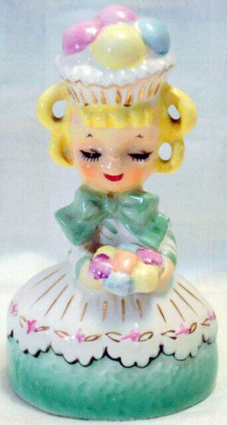 Vintage Enesco Sweet Shoppe Cupcake Candy Girl Cupcake Bouquet Gold Trim