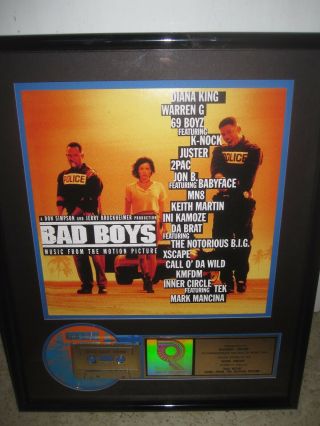 Vtg 1995 Bad Boys Certified Riaa Gold Sales Award Cd Cassette W/ Smith Lawrence