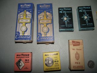 19 Vintage NuTone Doorbells,  20 Pushbuttons in Orig.  Boxes 8