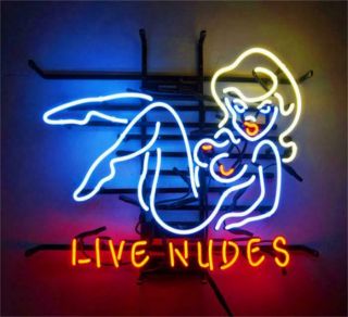 Neon Sign " Live Nudes " Sexy Girl Vintage Porcelain Beer Bar Wall Decoration