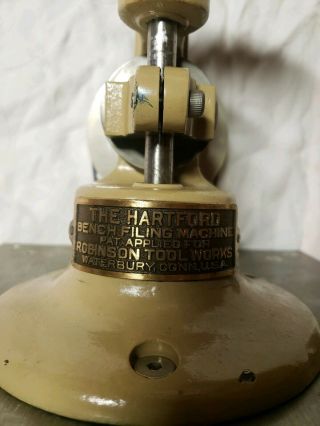 Hartford Bench Filing Machine Die Filer Machinist Tool w/ Files Vintage Electric 2