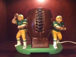 Vintage Lombardi Old Green Bay Packers Figurine Lamp,  Bart Starr/paul Hornung.