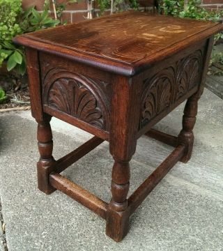 Antique 17th Century Oak Carved Bible Box on Stand 48 x 32 cms x 46cms tall 2