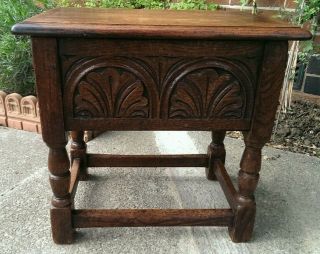 Antique 17th Century Oak Carved Bible Box on Stand 48 x 32 cms x 46cms tall 6