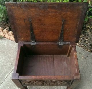 Antique 17th Century Oak Carved Bible Box on Stand 48 x 32 cms x 46cms tall 8