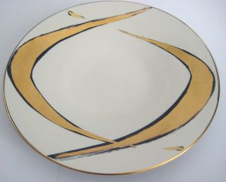 Rare Vintage Ann Mallory Hand Painted " Sumi Gold " Porcelain Platter 12 "