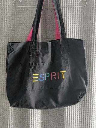 Vintage Black Esprit Canvas Tote Bag
