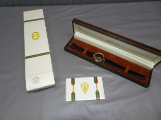 Vintage Gucci 2000m Watch Gold Plated Black/roman - Box & Certificate