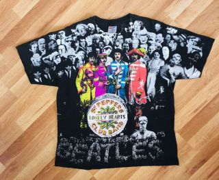 Euc Vintage The Beatles Sgt.  Peppers All Over Print Winterland T Shirt Size Xl