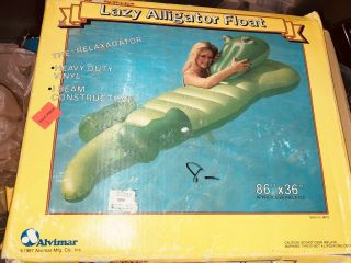 Inflatables Alvimar Lazy Alligator Pool Toy Nib Float Vintage 1987 Late 87”