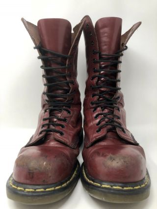 Vintage Dr.  Martens Steel Toe Us 13 Oxblood 14 Eye Boots Cherry Red Docs 1940