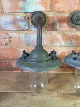 3 X VINTAGE DAVEY SWAN NECK OUTSIDE LAMP LIGHT SHADE FITTING INDUSTRIAL FACTORY 2