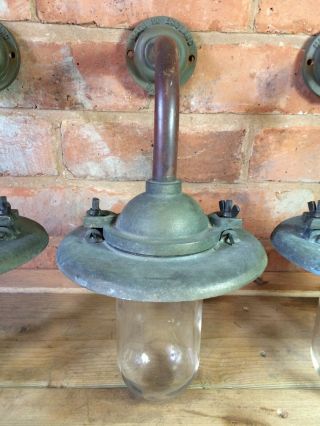 3 X VINTAGE DAVEY SWAN NECK OUTSIDE LAMP LIGHT SHADE FITTING INDUSTRIAL FACTORY 3