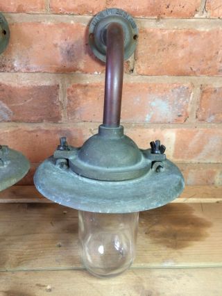 3 X VINTAGE DAVEY SWAN NECK OUTSIDE LAMP LIGHT SHADE FITTING INDUSTRIAL FACTORY 4