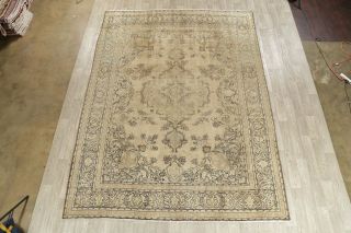 Oriental Distressed Medallion Wool Area Rug Hand - Knotted Floral Carpet 10 x 12 2