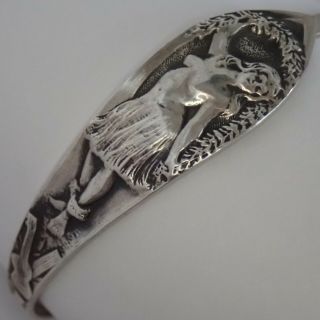 Rare Unusual Vintage Sterling Silver Semi Nude Hawaii Hula Dancer Bracelet