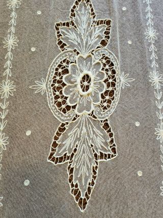 Vintage Embroidered Tambour Net Lace Bedspread 78x106 Floral 1920 