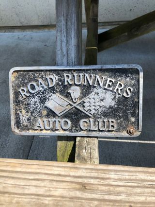 Vintage Rat Rod Car Club Plaque Sign Road Runners Auto Club Hot Rod
