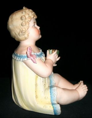 ANTIQUE GERMAN VICTORIAN CONTA BOEHME PIANO BABY GIRL WITH CUP BISQUE FIGURINE 3