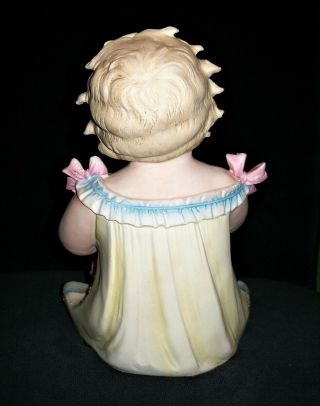 ANTIQUE GERMAN VICTORIAN CONTA BOEHME PIANO BABY GIRL WITH CUP BISQUE FIGURINE 4