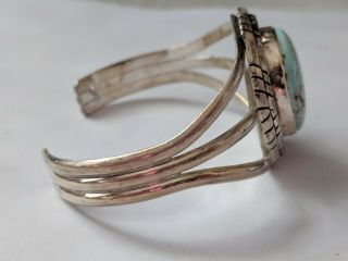 Vintage Navajo Sterling Turquoise Cuff Bracelet 2